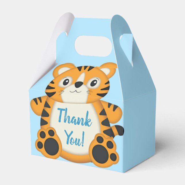 Tiger Baby Shower Safari Favor Box (Front Side)