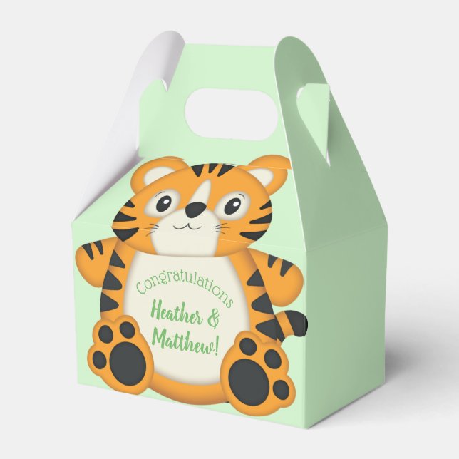Tiger Baby Shower Safari Favor Box (Front Side)