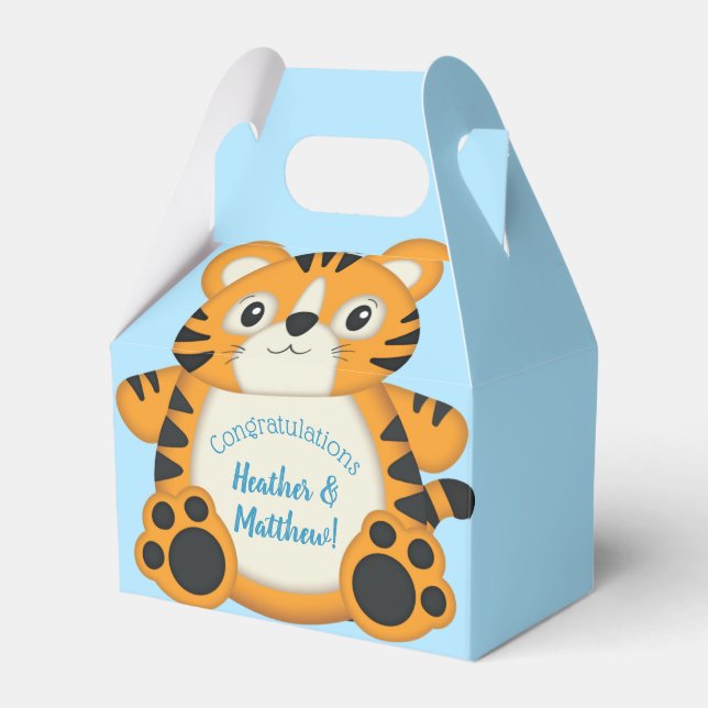 Tiger Baby Shower Safari Favor Box (Front Side)
