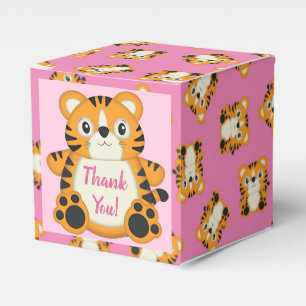 Tiger Baby Shower Safari Pink Girl Favor Box