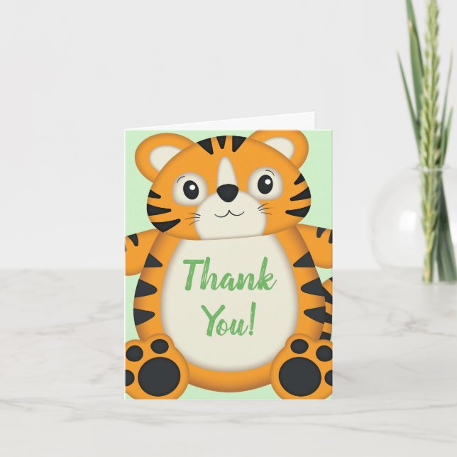 Tiger Baby Shower Safari Thank You Card (Front)