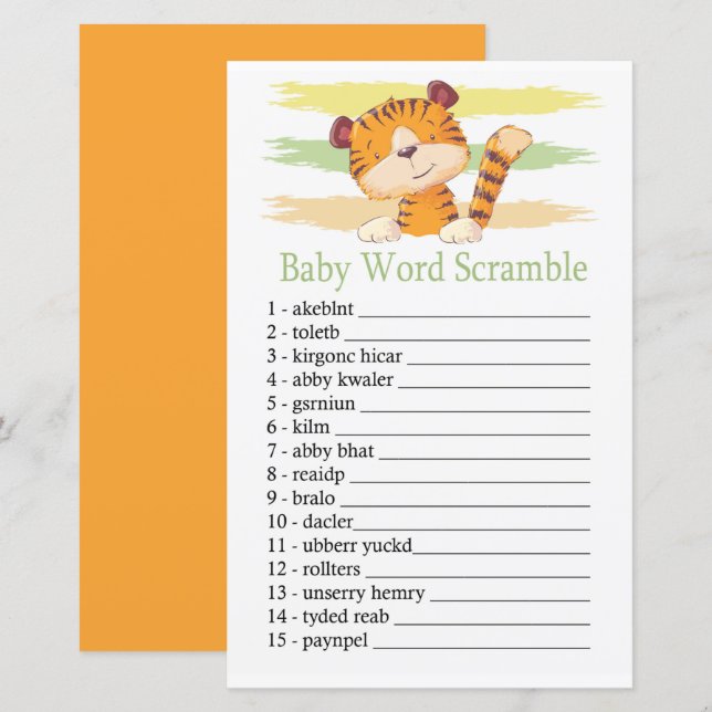 Tiger Baby word scramble game (Front/Back)