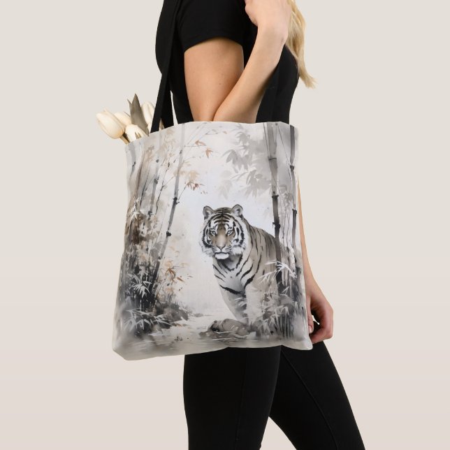 Tiger Bamboo Forest Tote Bag (Close Up)