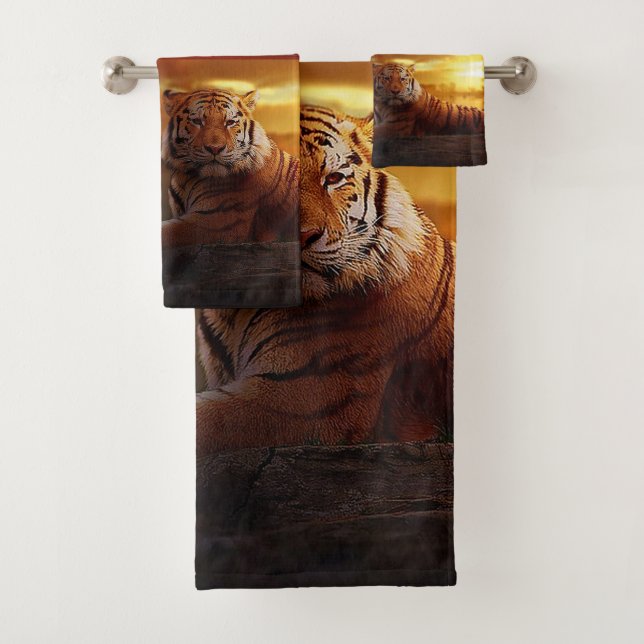 Tiger Bathroom Towel Set (Insitu)