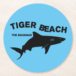 Tiger Beach - The Bahamas Diving With Sharks Round Paper Coaster
