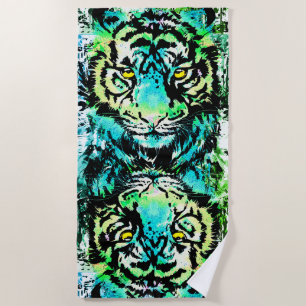 Tiger Beach Towel - Colourful Tiger Eyes