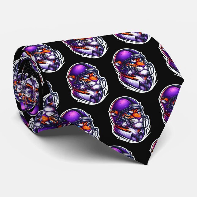 Tiger Bengal Mascot With Football Helmet Tie (Rolled)