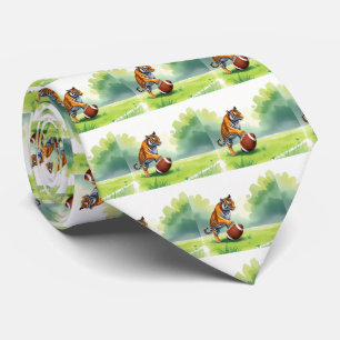 Tiger Bengal Mascot With Football Tie