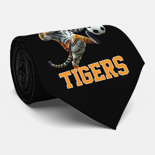 Tiger Bengal Mascot With Soccer Ball Tie