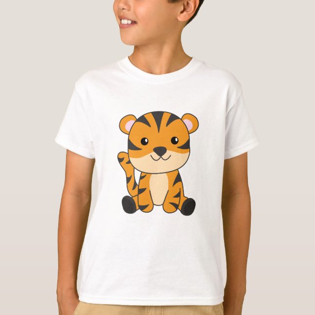 Tiger Big Cat Cute Animals For Kids T-Shirt (Front)