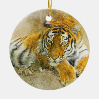 Tiger Big cat Mammal Canvas Style Nature Animal Ceramic Ornament