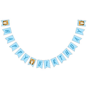 Tiger Birthday Party Blue Bunting Flags