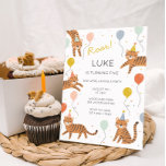 Tiger Birthday Party Invitation<br><div class="desc">A cute and fun tiger birthday party invitation. Colourful but still simple and clean these party animals are perfect for kids first birthday or for children of all ages. Easily personalize this design with your party details! Check out our matching collection for coordinating items.</div>