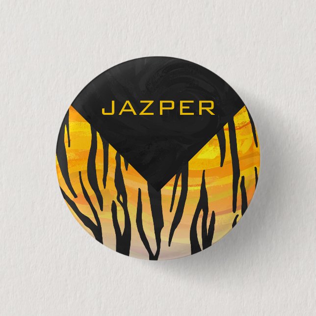 Tiger Black and Orange Print 1 Inch Round Button (Front)