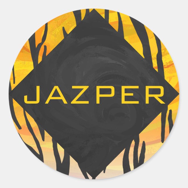 Tiger Black and Orange Print Classic Round Sticker (Front)