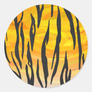 Tiger Black and Orange Print Classic Round Sticker