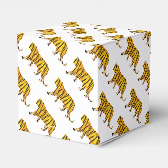 Tiger Black and Orange Print Favor Box (Back Side)