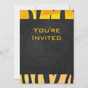 Tiger Black and Orange Print Invitation