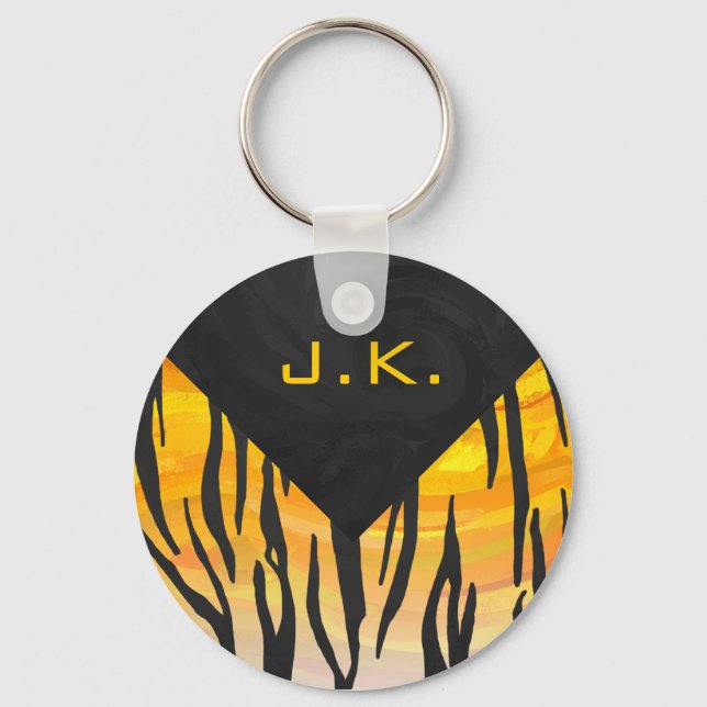 Tiger Black and Orange Print Keychain (Front)