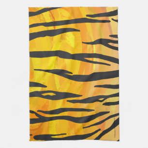 Tiger Black and Orange Print Kitchen Towel
