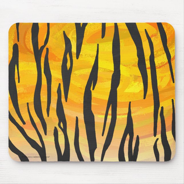 Tiger Black and Orange Print Mouse Pad (Front)