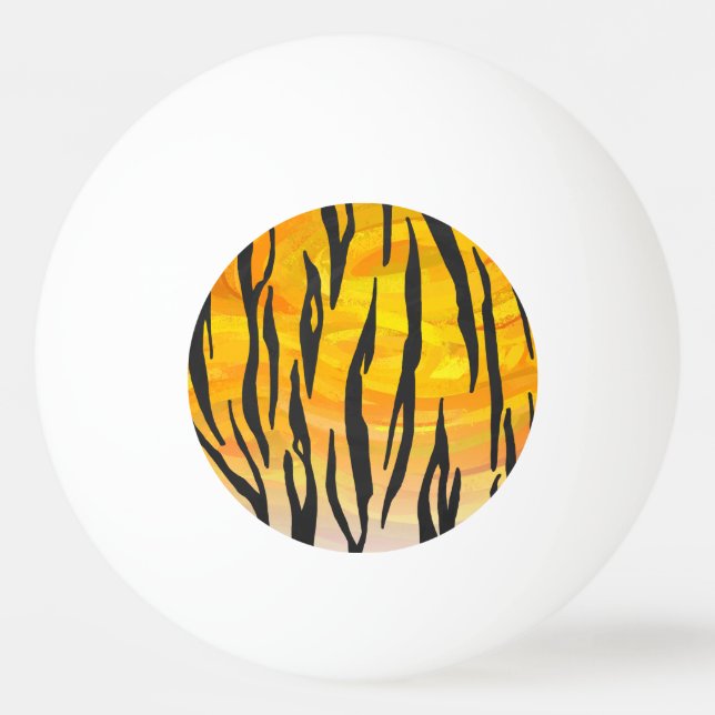 Tiger Black and Orange Print Ping Pong Ball (Front)