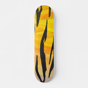 Tiger Black and Orange Print Skateboard