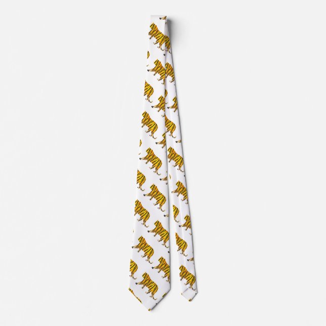 Tiger Black and Orange Print Tie (Front)