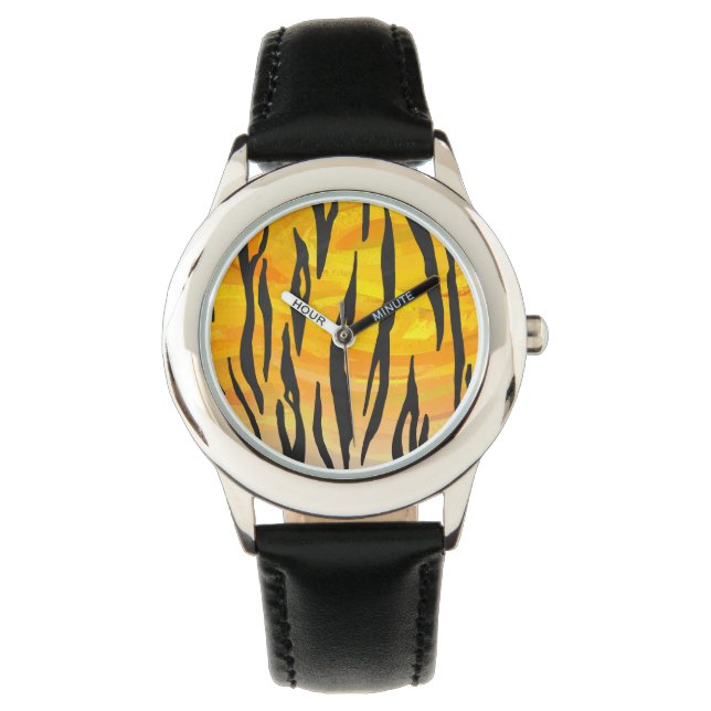Tiger Black and Orange Print Watch (Front)