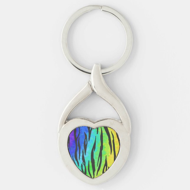 Tiger Black and Rainbow Gifts Keychain (Front)