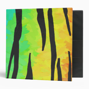 Tiger Black and Rainbow Print Binder