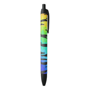 Tiger Black and Rainbow Print Black Ink Pen
