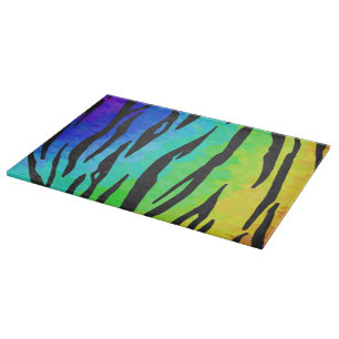Tiger Black and Rainbow Print Cutting Board