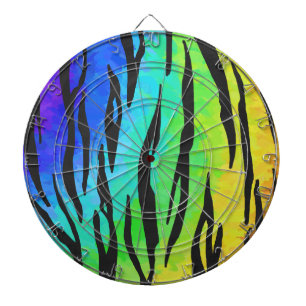 Tiger Black and Rainbow Print Dartboard
