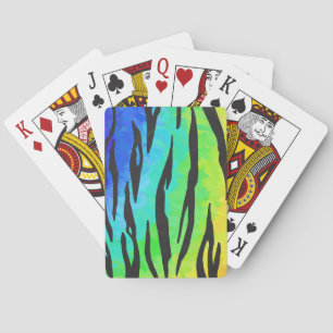 Tiger Black and Rainbow Print Playing Cards