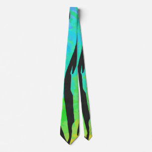 Tiger Black and Rainbow Print Tie