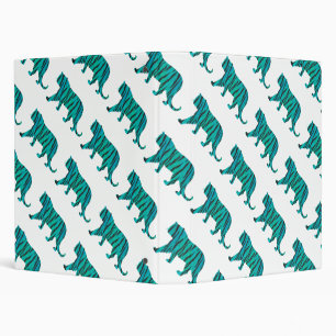 Tiger Black and Teal Print Binder