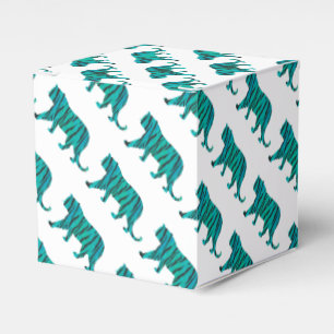 Tiger Black and Teal Print Favor Box