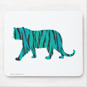 Tiger Black and Teal Print Mouse Pad