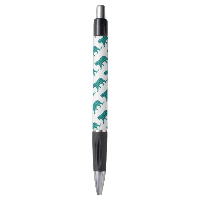 Tiger Black and Teal Print Pen (Front Vertical)