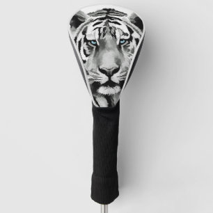 Tiger Black and White Blue eyes Golf Head Cover