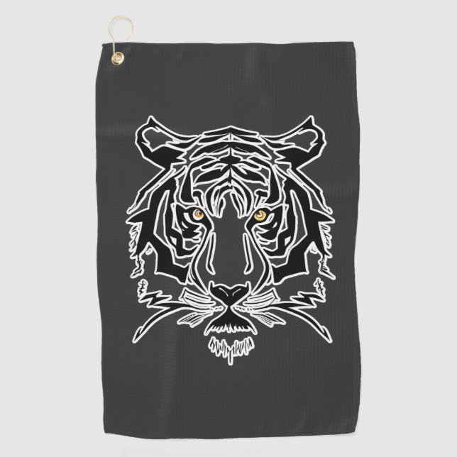 Tiger black and white face  T-Shirt Hoodie Golf Towel (Front)