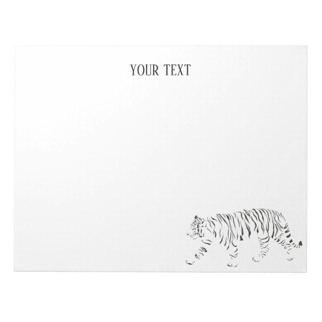 Tiger black and white personalized notepad (Front)