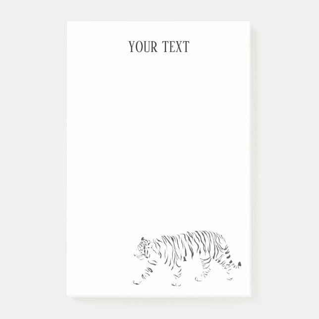 Tiger black and white personalized post-it notes (Front)