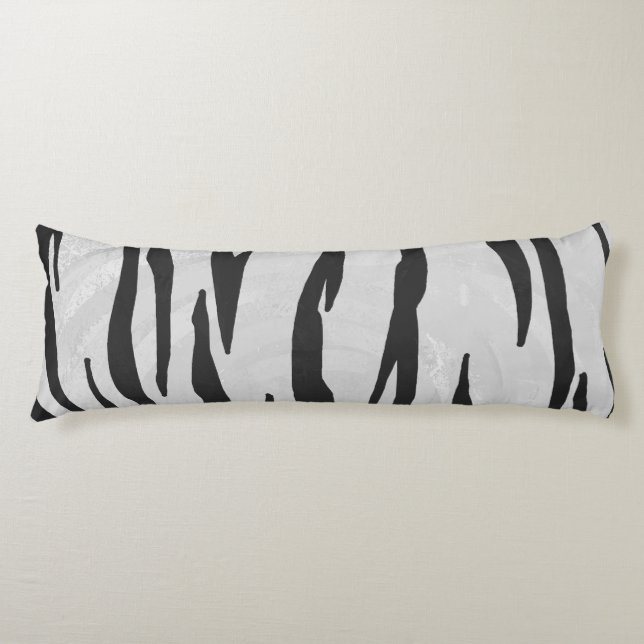 Tiger Black and White Print Body Pillow (Front)