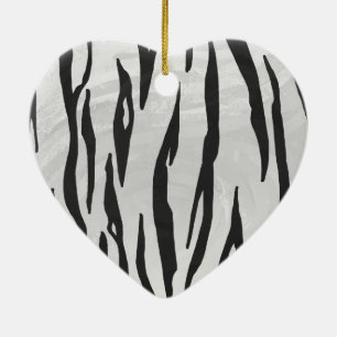 Tiger Black and White Print Ceramic Ornament
