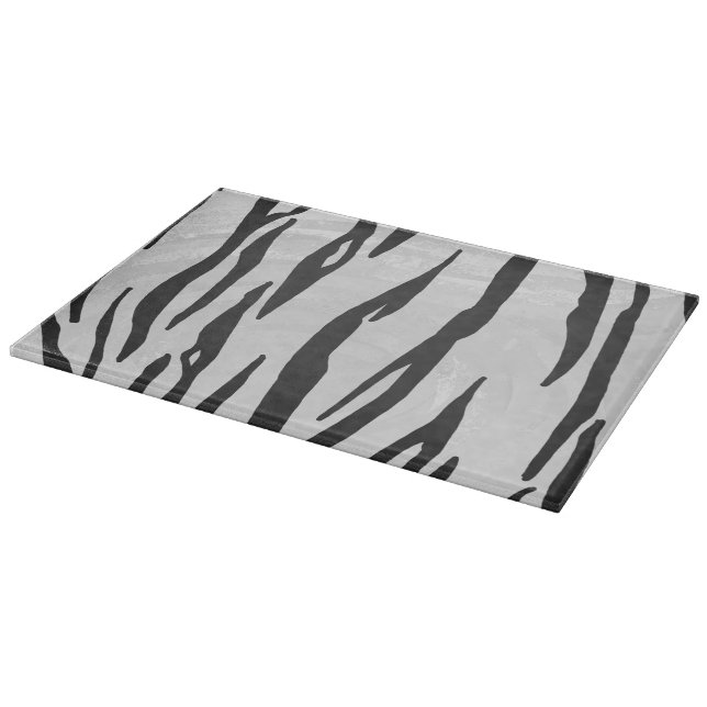 Tiger Black and White Print Cutting Board (Corner)