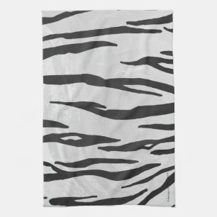 Tiger Black and White Print Kitchen Towel