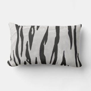 Tiger Black and White Print Lumbar Pillow