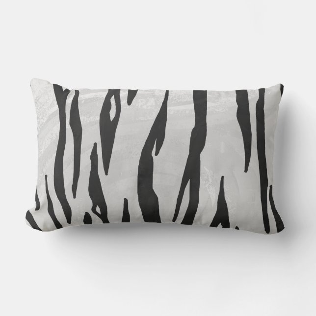 Tiger Black and White Print Lumbar Pillow (Front)